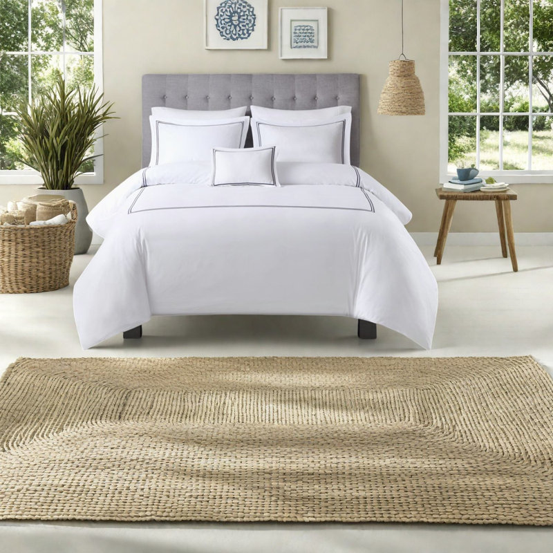 Ensembles de literie de luxe en coton pour très grand lit, motif brodé moderne pour la maison