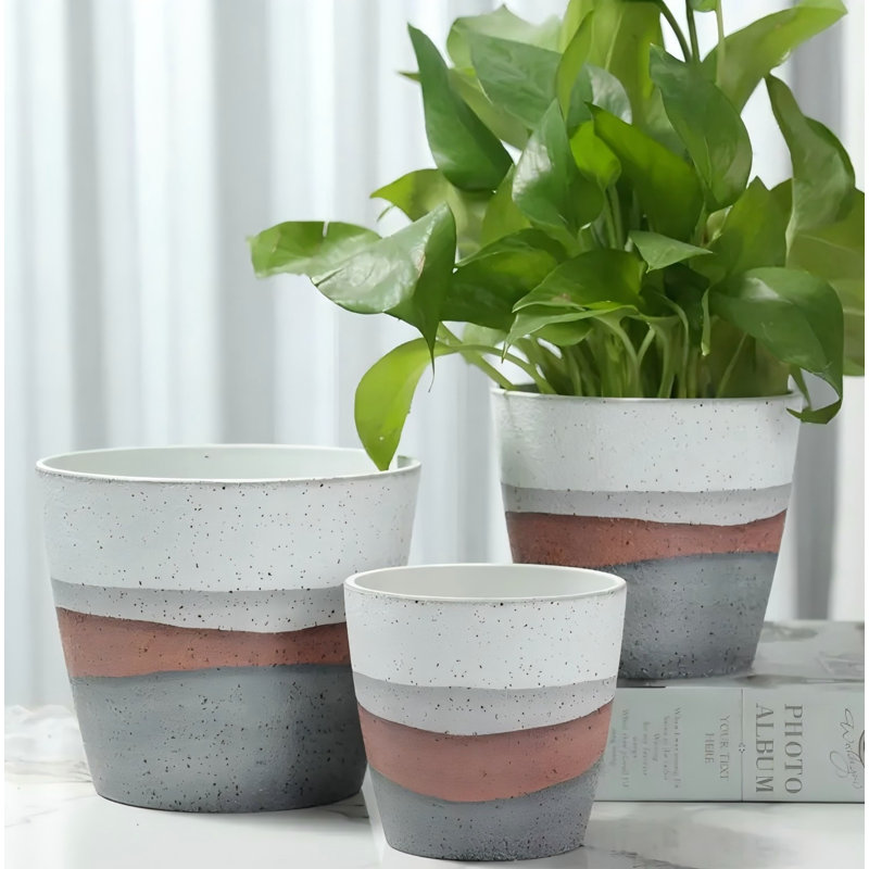 6/5/4in Rustic Layered Indoor/Outdoor Planter - 3pc Set