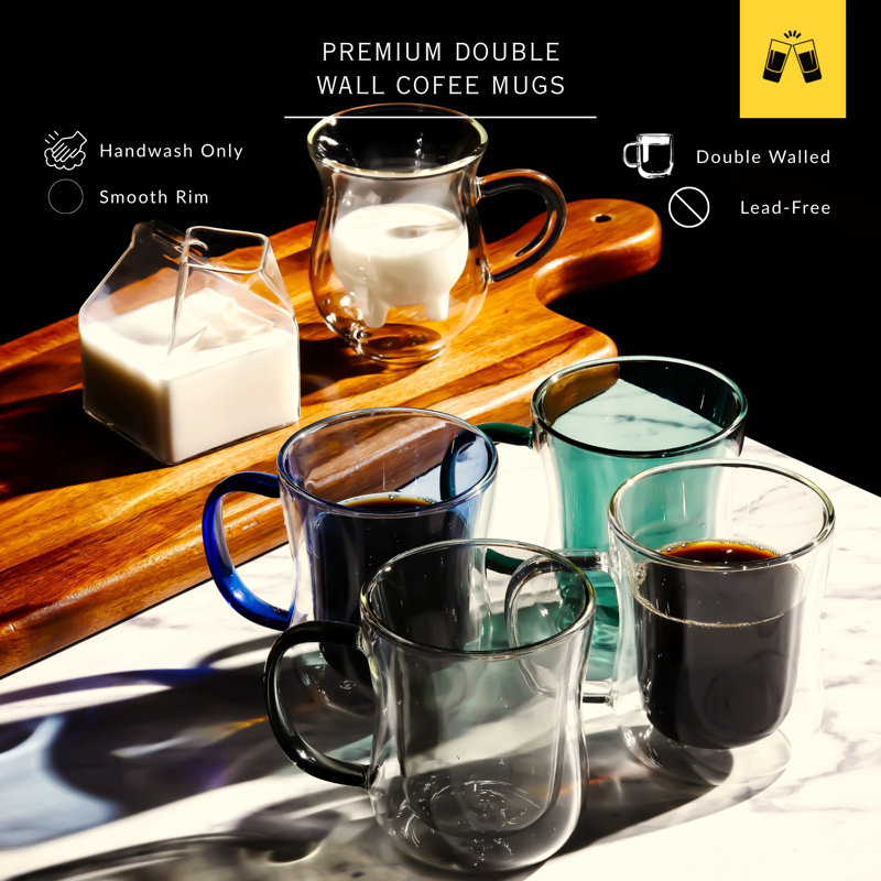 Double Walled Colored Coffee Mug Set - 10oz