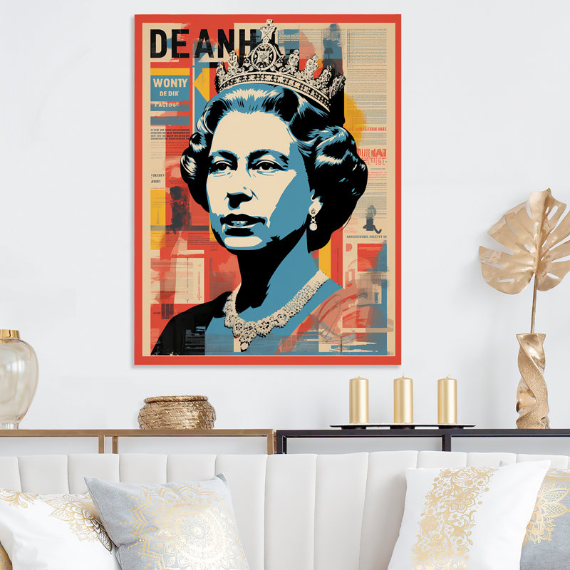 Art mural en métal Royal Remix Queen Elizabeth Popart I, H 32 po x l 16 po x P 1 po