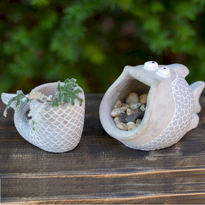 Ensemble de cache-pots en ciment 2 pièces Carone