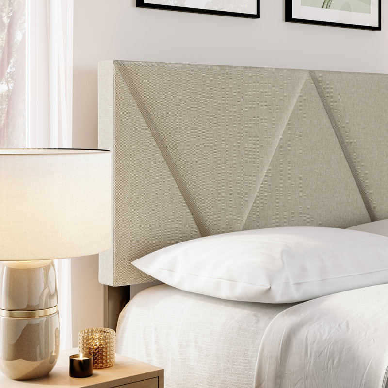 Lit plateforme tapissier Boyd Sleep, tête de lit à hauteur réglable, aucun sommier requis, Double, Blanc