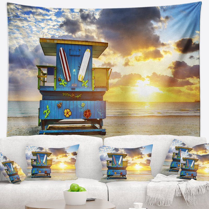 Tapisserie «Seashore Miami South Beach Sunrise», H 32 po x l 39 po