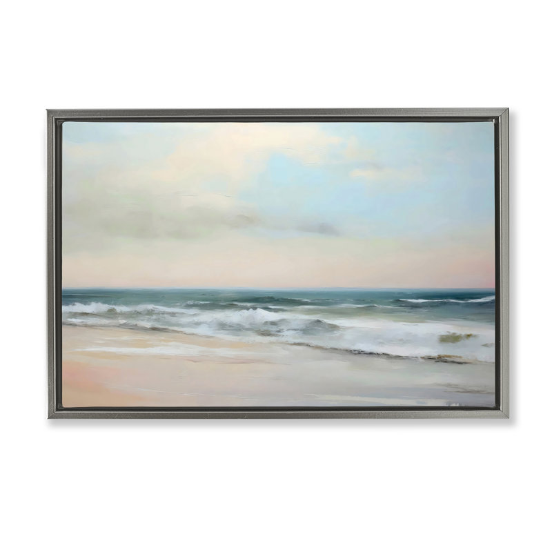 Cadre flottant Sandy Shore in Neutrals, design Creative Studio, Cadre flottant gris lustré, H 17 po x l 25 po