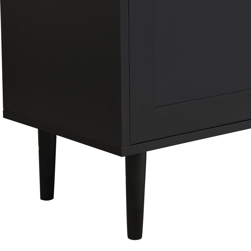 Armoire à chaussures Amma noire avec pieds et tablettes spacieuses, Noir