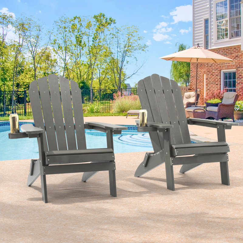 Chaise Adirondack pliante en plastique Shubhika, Gris