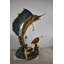 Statue voilier Bianka et une grande tortue de mer, taille: 47 po x 29 po x H 68 po