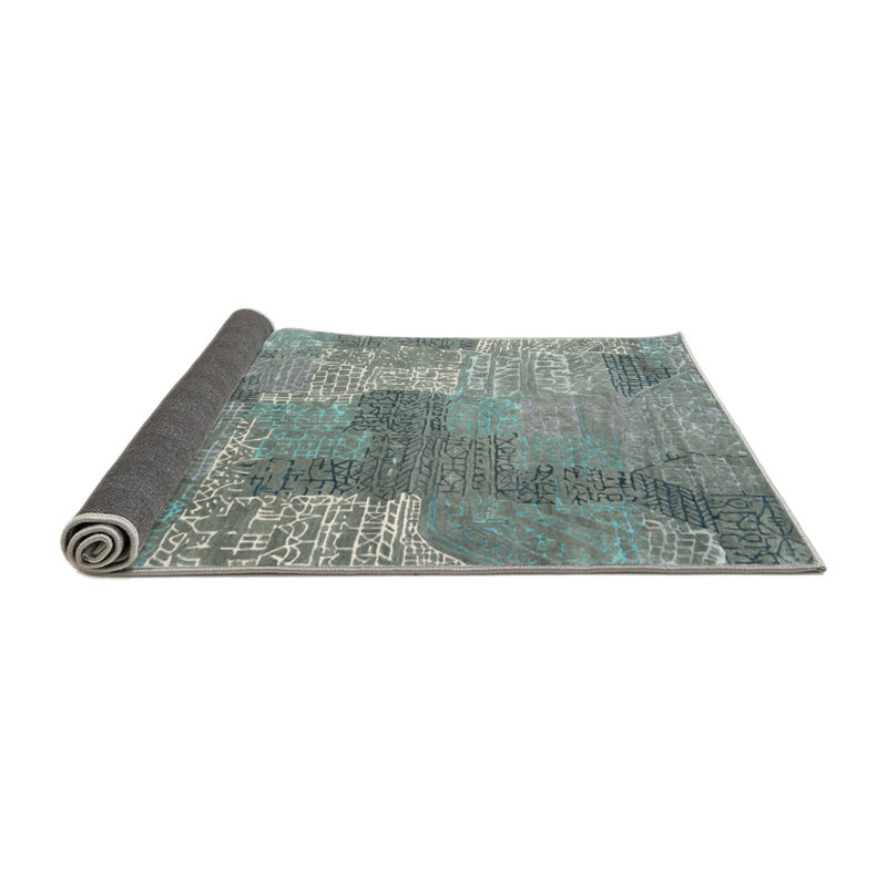 Tapis brun/bleu zone contemporaine, Rond 4 pi
