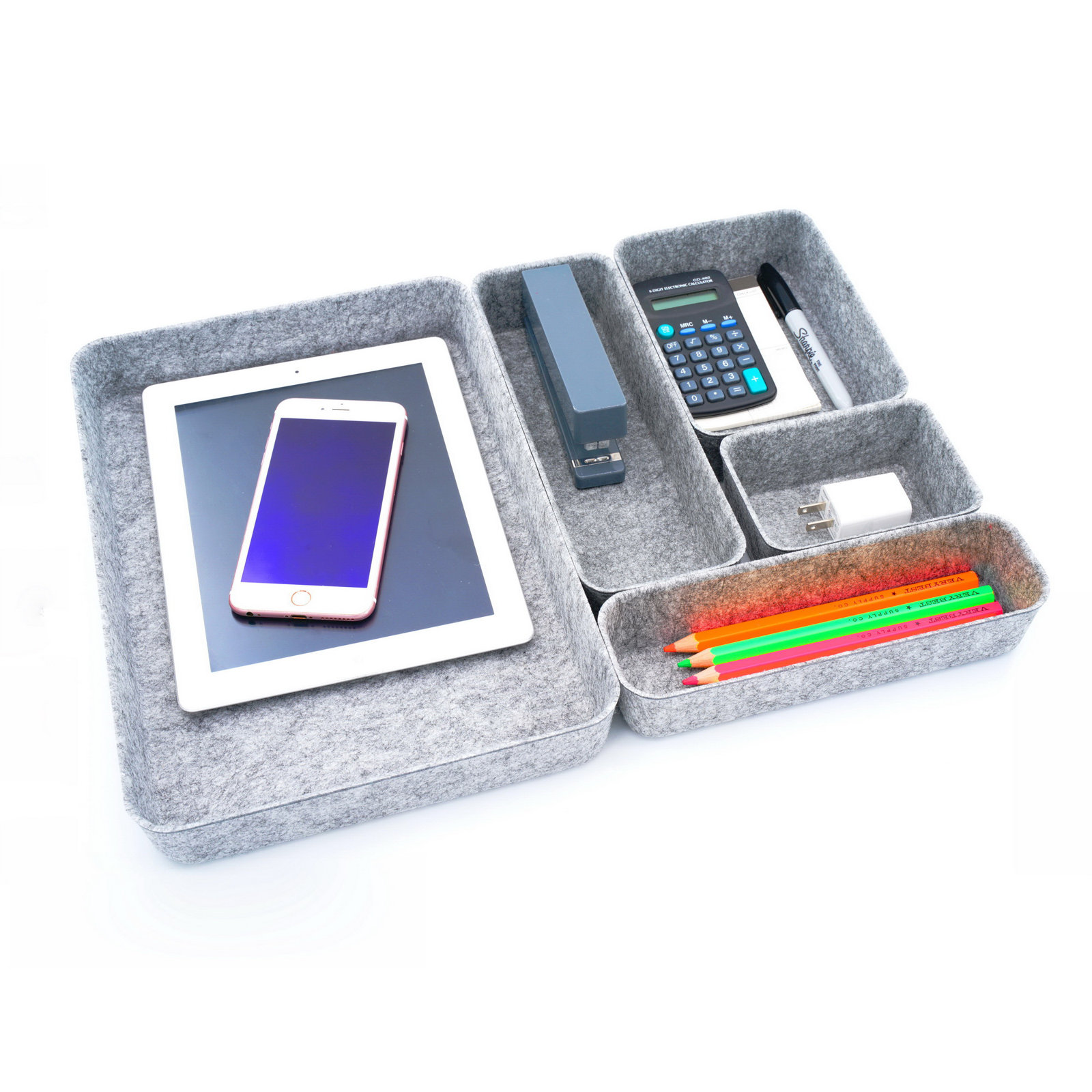 2.2'' H x 13.6'' W x 9.6'' D Office Drawer Organizer, Gray