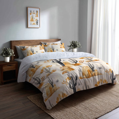 Ensemble de literie abstrait 3 pièces - Ensemble de housse de couette et coussin décoratif noir Boho Desert
