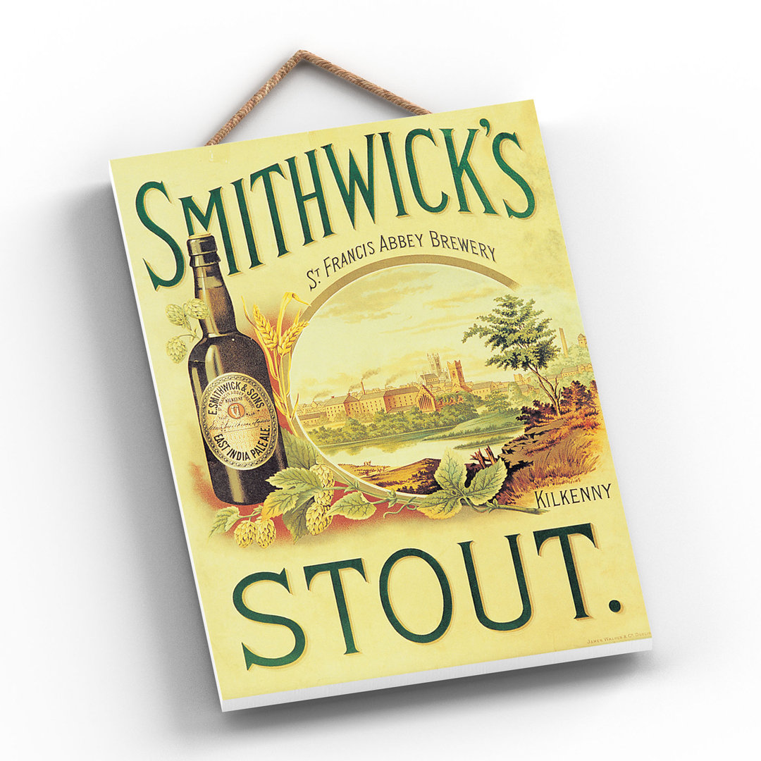 Smithwick's Stout Vintage Retro Poster Design On Wooden Plaque