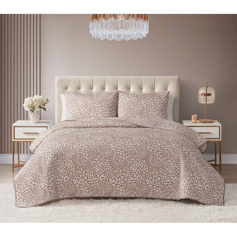 Ensemble de courtepointe réversible en mélange de coton jacquard matelassé toutes saisons 3 pièces DESIGN STU DVD