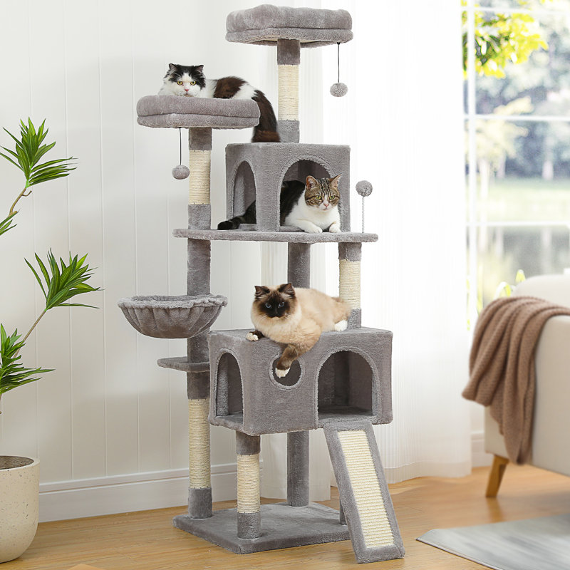 Tour pour arbre à chat 64 po, Gris/beige