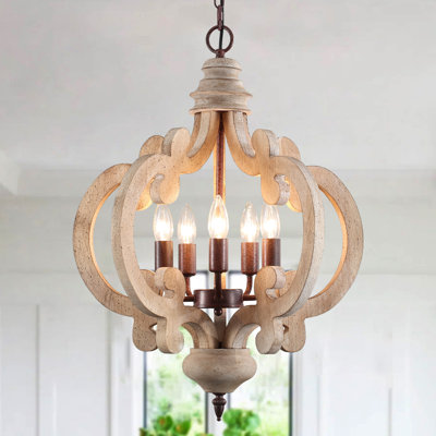 Luminaire suspendu géométrique 5 lumières style campagnard