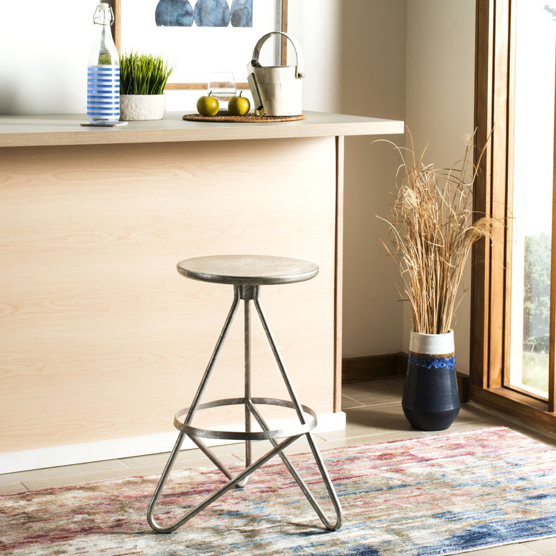 Arroyo Counter Stool with Metal Frame, Silver Leaf