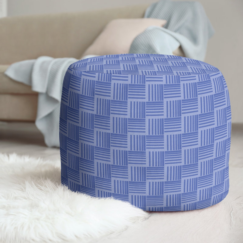 repose-pieds à rayures classic basketweave, Bleu