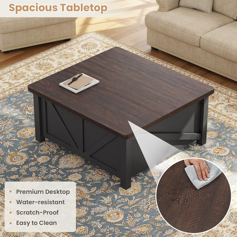 Gracie Oaks Lift Top Coffee Table With Storage Wooden Coffee Table With Drawer