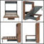 Lit escamotable double moderne avec bureau pliable moderne - Solution compacte en noyer et blanc-797191652