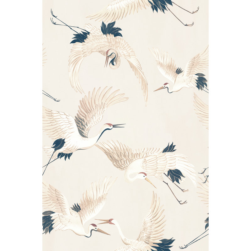 Papier peint texturé Cranes In Flight Pi., Gris