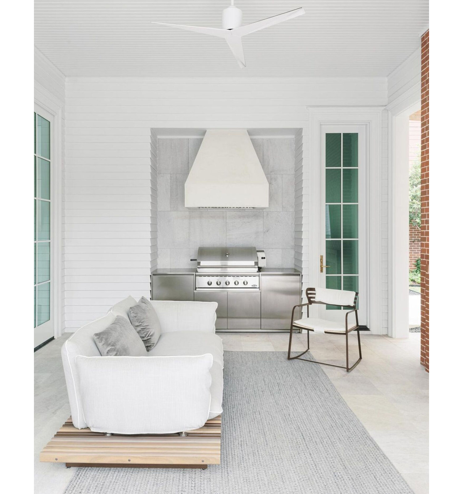 56'' 3 Blade Ceiling Fan, Gloss White, Brushed Nickel