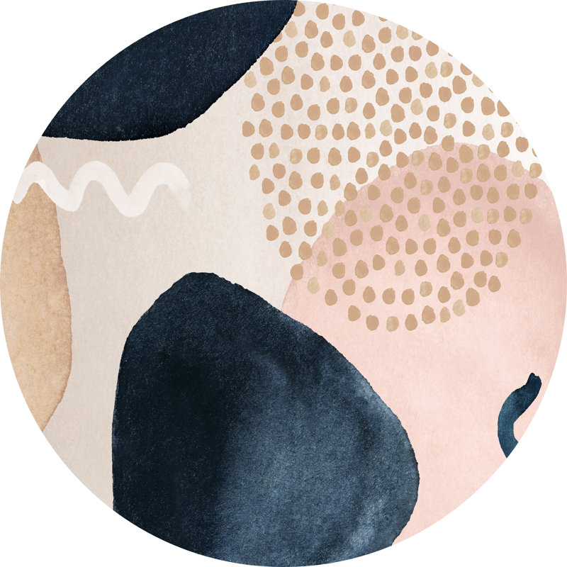 Rouen Vinyl Machine Printed Area Rug, Round 150cm