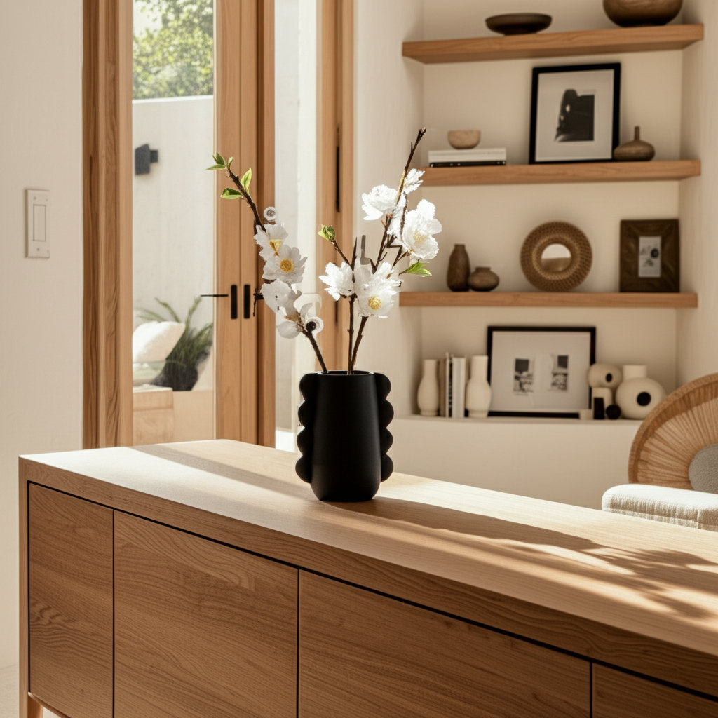  7" Decorative Dolomite Vase Contemporary Eared Flower Vases for Home, Office Decorative Table Wade Logan® 