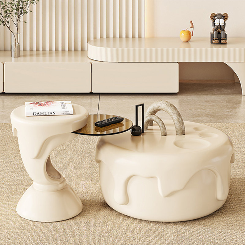 Cream style creative simple round tea table