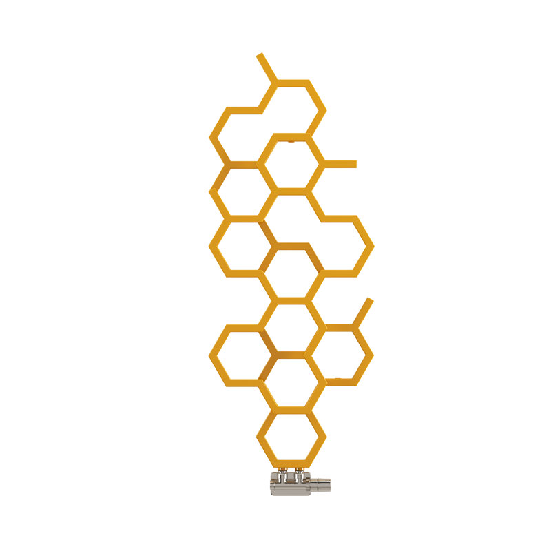 Hex Vertical Designer Radiator 1200Hx486W, Mustard