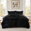 Ensemble de couette 3 pièces en fausse fourrure noire pour lit double/queen