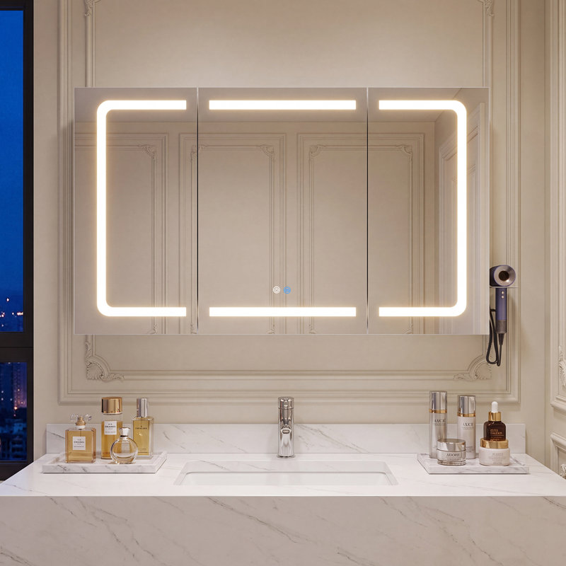 W H Medicine Cabinet Mirror, 60cm H x 100cm W x 17cm D
