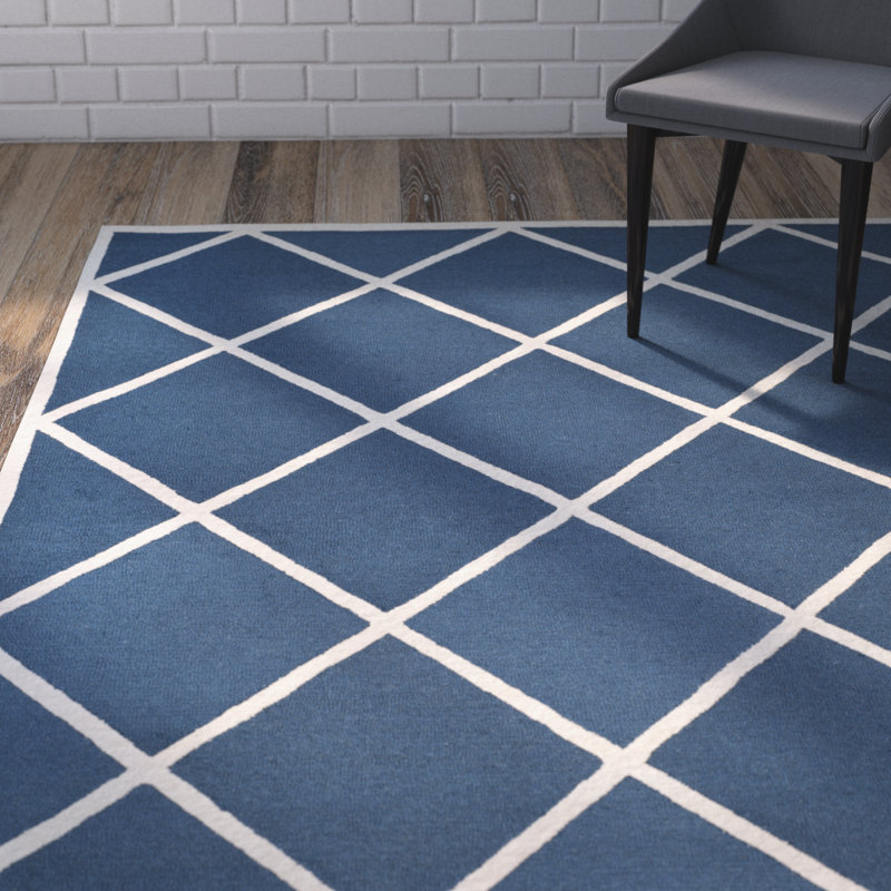Deedgra Hand Tufted Wool Geometric Rug, Rectangle 8' x 10'