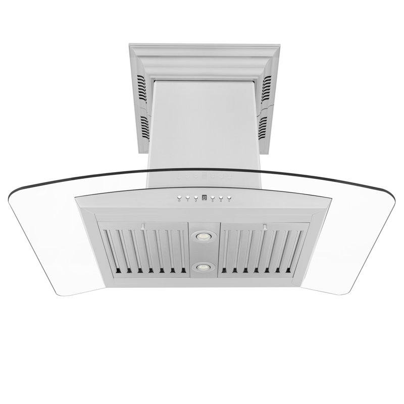 30" 400 CFM Ducted Island Range Hood in Silver with Nightlight