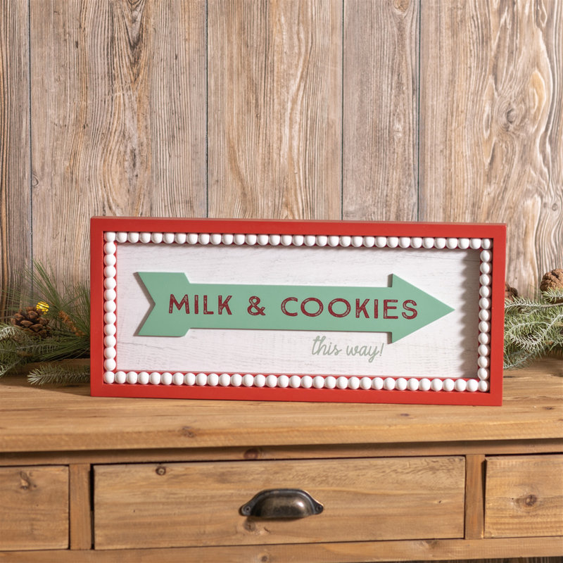 Plaque murale encadrée "Lait et biscuits" L 19,5 po