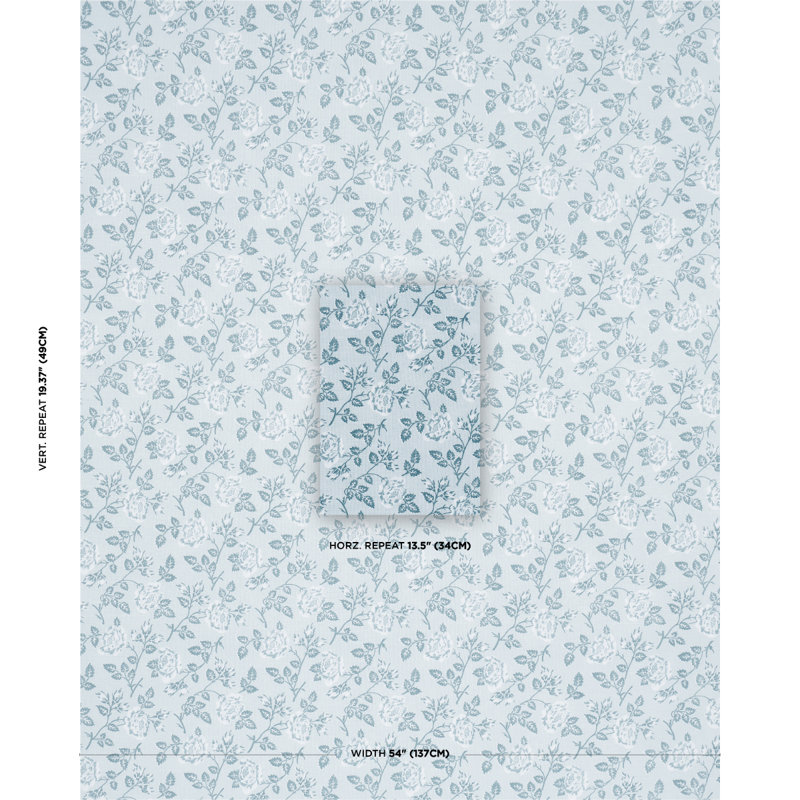 Schumacher X Veere Grenney Lavinia Fabric, Blue