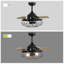 Ventilateur de plafond 36 pouces rétractable avec 36 modes de fonctionnement et 2 tiges de descente noir mat avec lumières