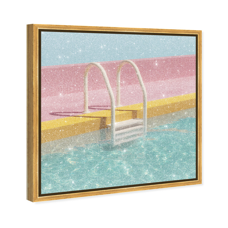 Poolside Symmetry I Print by Oliver Gal, 31"H x 31"W, Gold Floater Frame