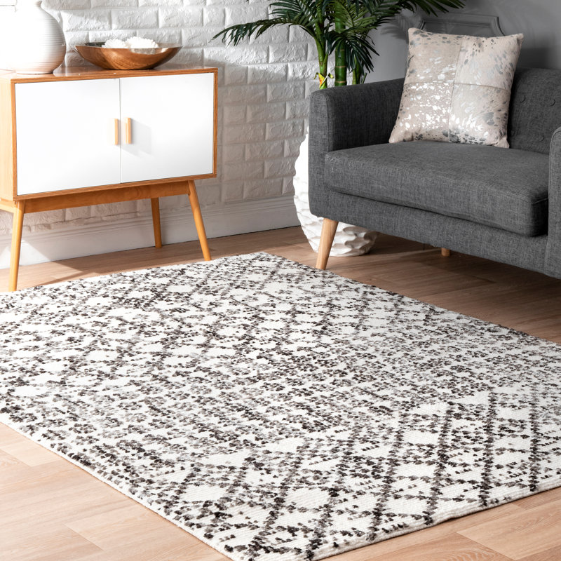 Tapis gris à motif géométrique Jeterson, Rectangle 5 pi x 8 pi