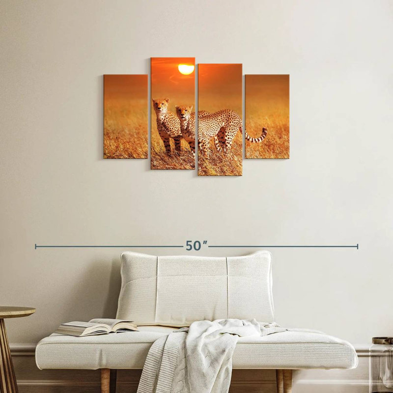 Cheetahs At Sundown, H 22 po x l 36 po