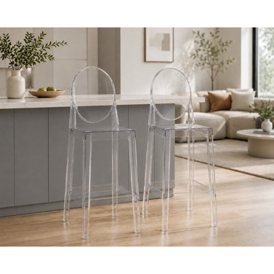 30" Bar Stools - Set of 2 Heavy-Duty Plastic Stools - Commercial-Grade for Kitchen, Dining & Hotel Use