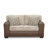 Marvella Living Room Loveseat With Chocolate Faux Leather Upholstery And Curly Shearling Cushions
