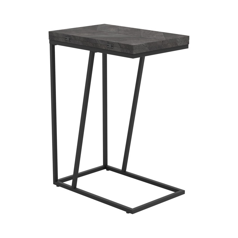 Hymes Expandable Chevron Rectangular Accent Table, Rustic Gray, 25.03" H x 10.03" W x 18.03" D