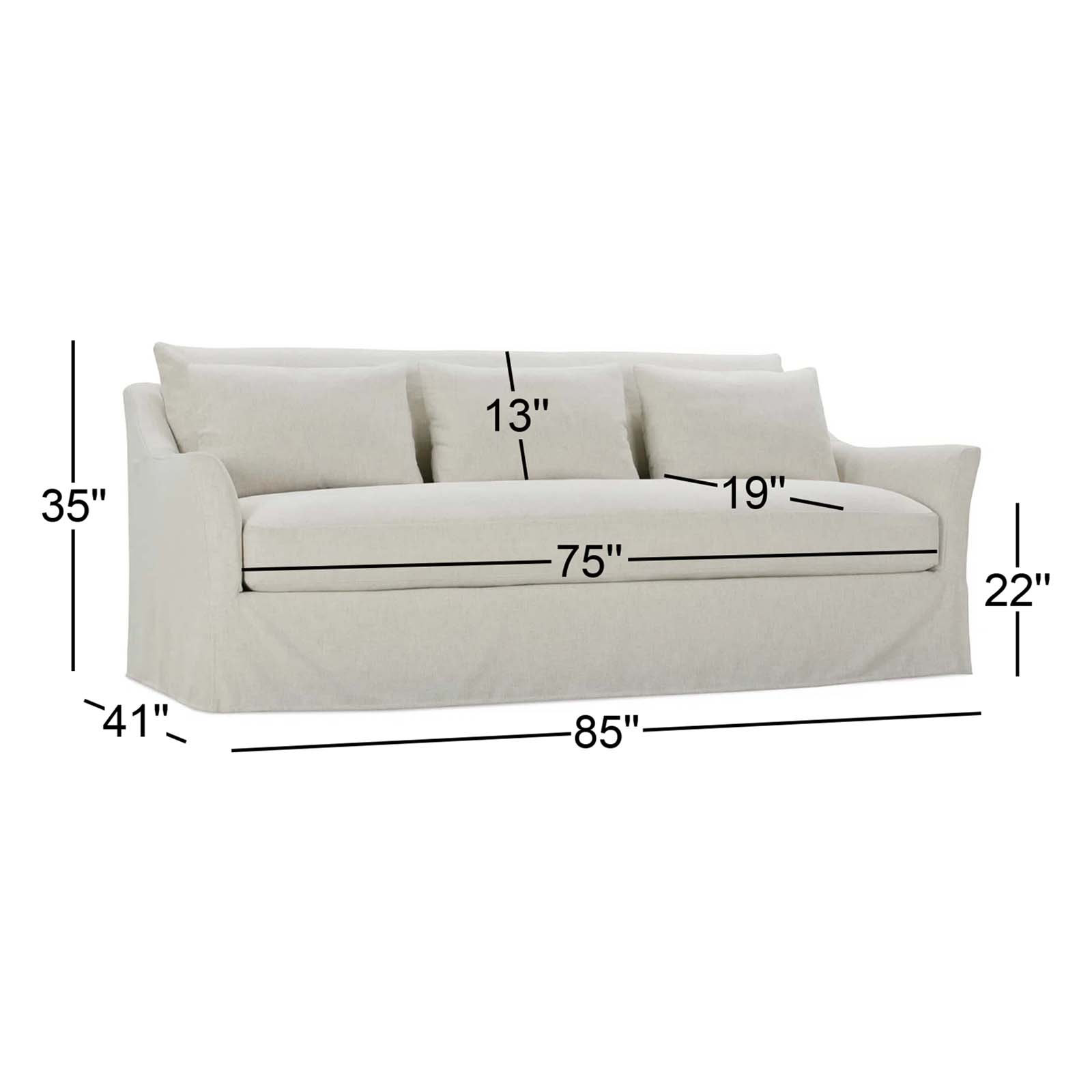 Stavro Linen Sofa, Ivory, 35"H x 85"W x 41"D