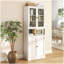 Armoire de cuisine en métal - 72 po de hauteur avec tablettes réglables (blanc), structure en acier inoxydable robuste, armoire autoportante pour cuisine / garde-manger / salle de bain