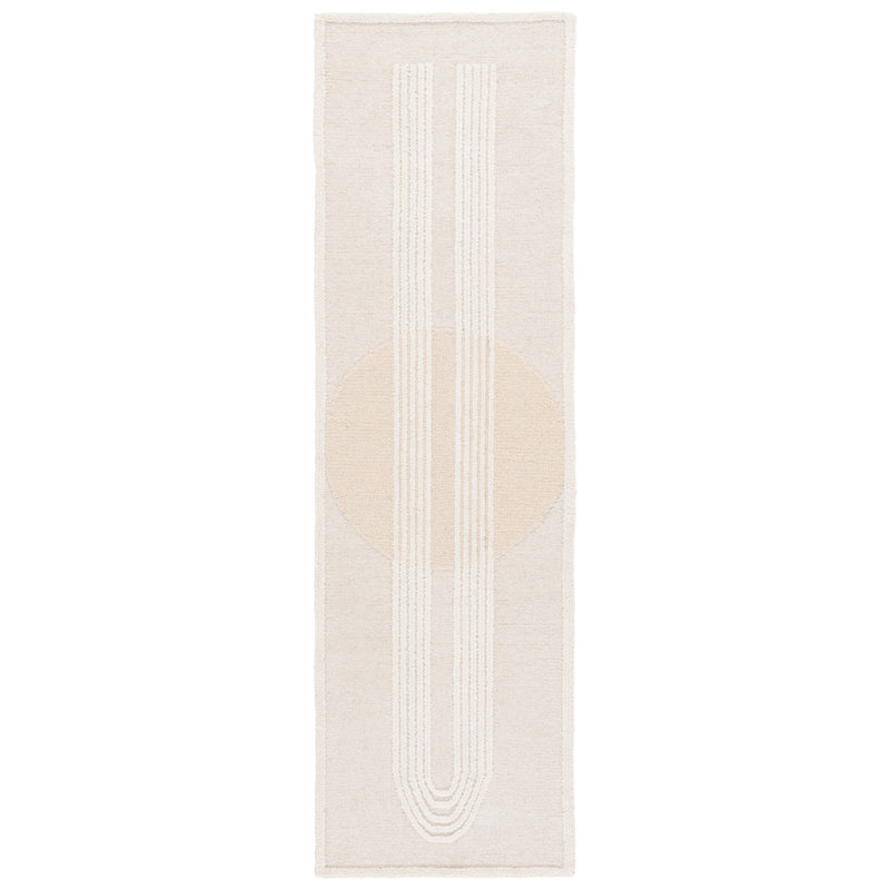 Harrisville Rodeo Drive Hand Tufted Wool/Cotton Abstract Rug in Ivory/Beige, Runner 2'3" x 8'