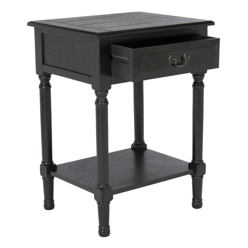 Peters End Table with Storage, Black