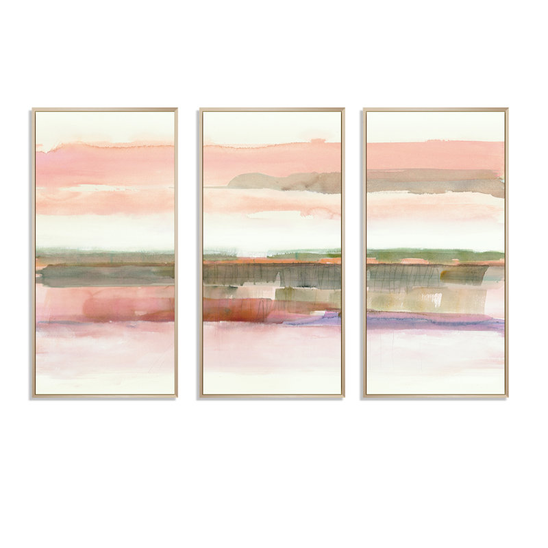 Influence de la ligne et de la couleur - ensemble d'art mural sur toile traditionnel encadré de 3, L 48 po x H 32 po