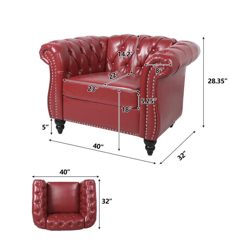 Canapé rembourré 40 po Tangie, Rouge