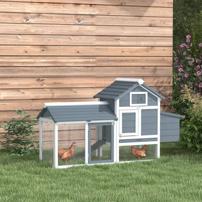 Pawhut 59" Small Wooden Chicken Coop Hen House Poultry Cage For Outdoor Backyard With 2 Doors