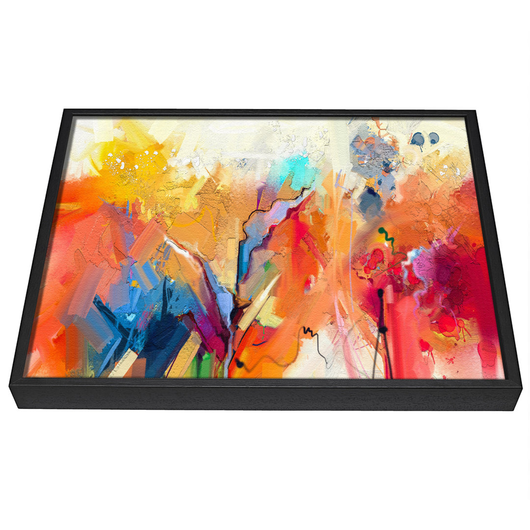 Gerahmtes Leinwandbild Colour Spill Flowers Framed Print