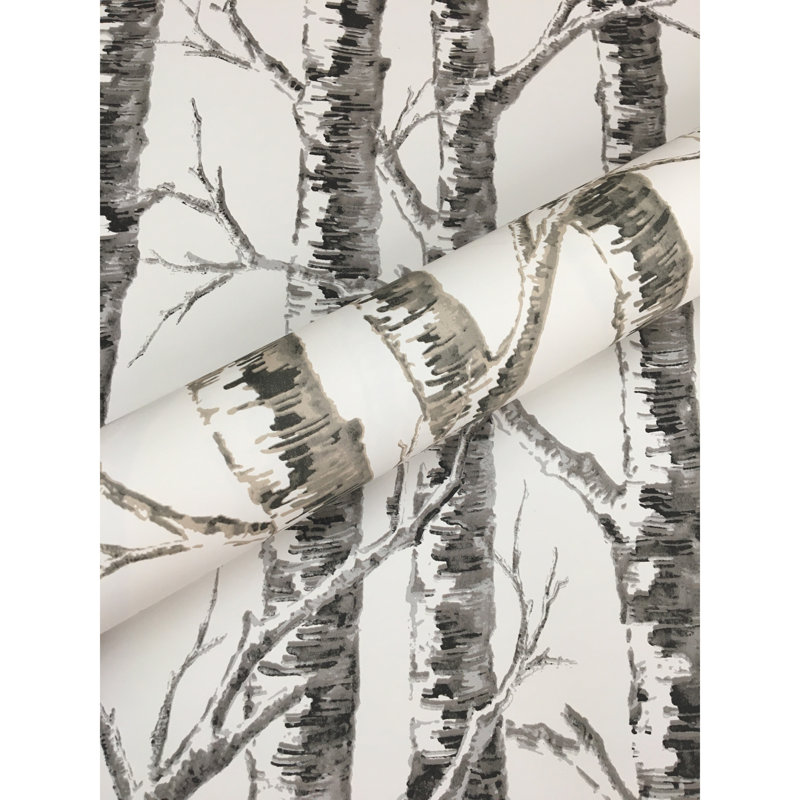 Paper Birch Wallpaper, White/Grey